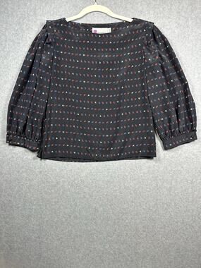Vintage Prophecy Floral Balloon Sleeve Blouse Women's Est. Medium Black Boat